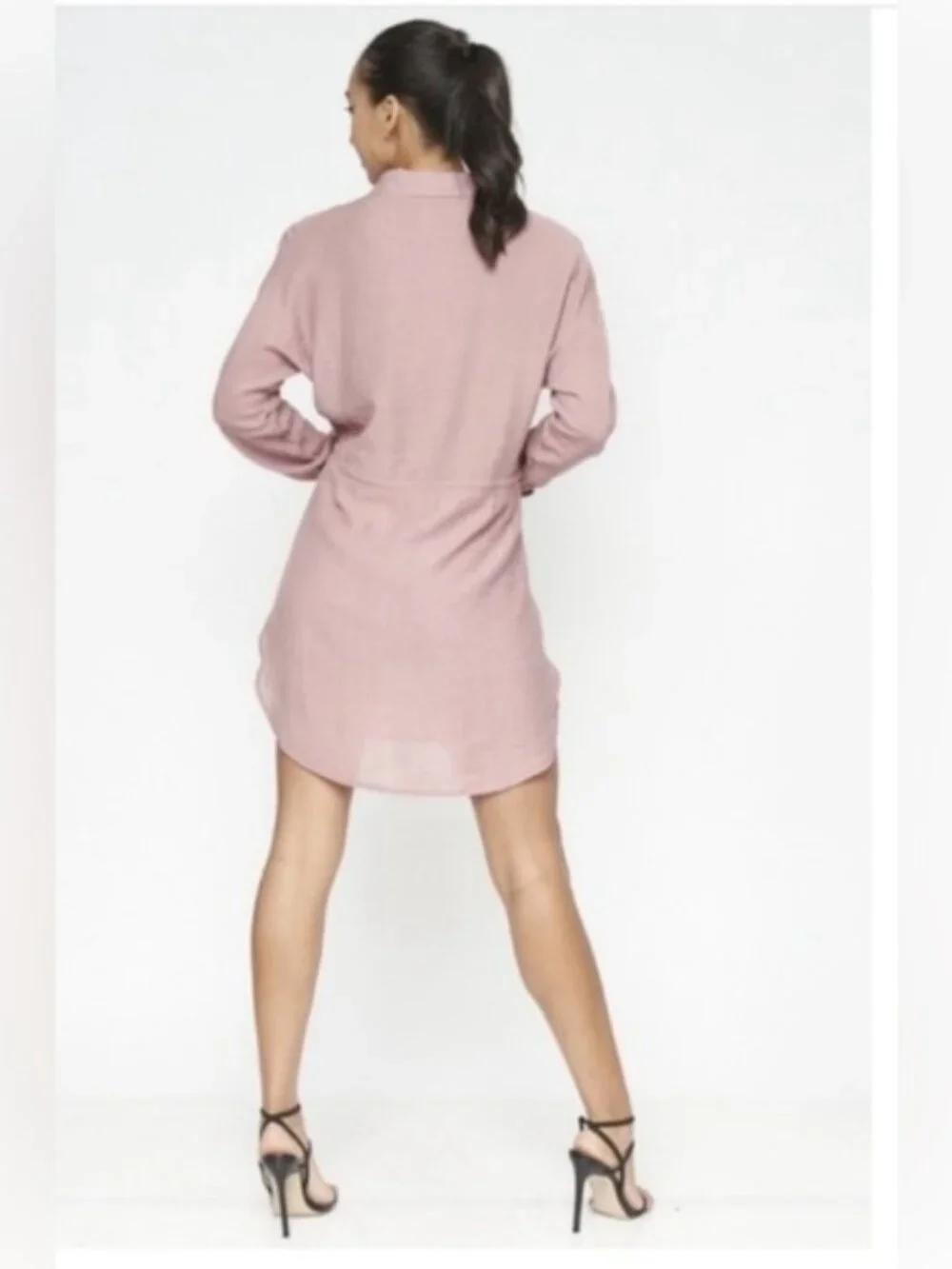 Elegant Pink Shirt Dress size small new - Picture 3 of 3